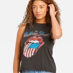 The Rolling Stones Band Graphic Edgy Cropped Tank Top Size XS